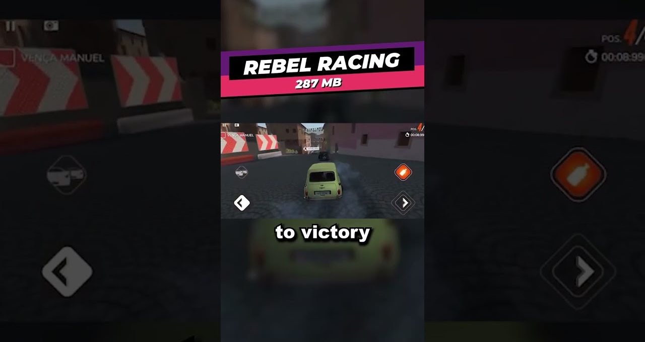 Top-down arcade racing game screenshot showing a small green car drifting through city streets
