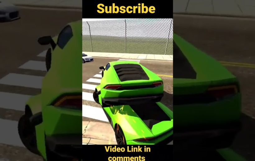 Bright green sports car stacked on top of another at a crosswalk on road