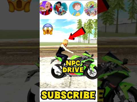 Animated character riding green sportbike labeled "NPC Drive" with red arrow and subscribe prompt