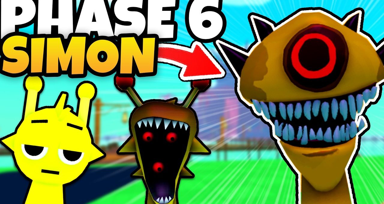 Bright cartoon aliens with yellow bodies and one large cyclopean creature snarling menacingly