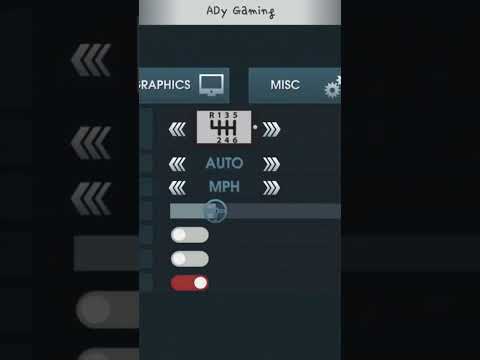 Game settings menu showing gear shift icon, auto/manual option, and toggle switches