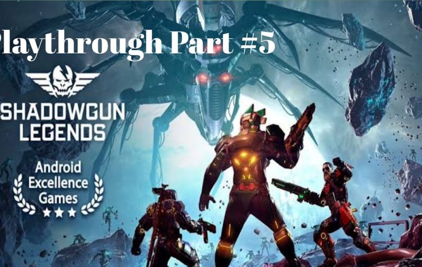 Three armored soldiers wielding futuristic weapons facing a giant robotic enemy in space