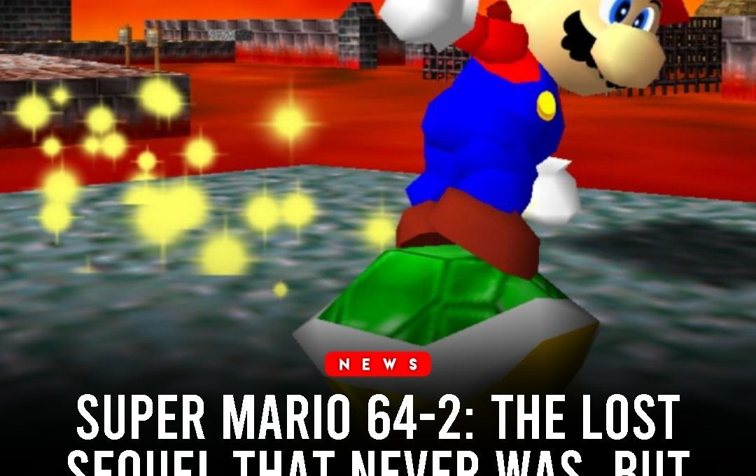 Mario riding a Koopa shell through lava-filled castle level from Super Mario 64.