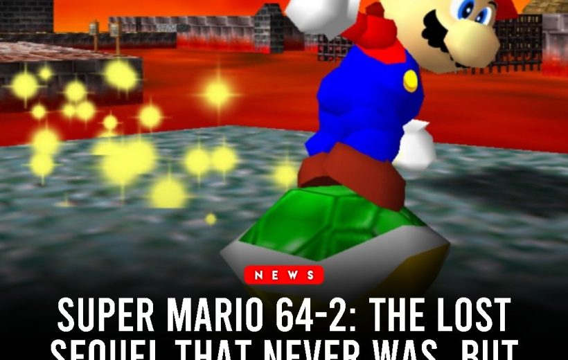 Mario riding a Koopa shell through lava-filled castle level from Super Mario 64.