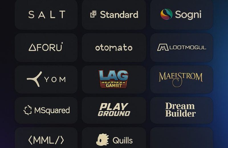 Somnia Ecosystem title with a grid of partner company logos and brand names