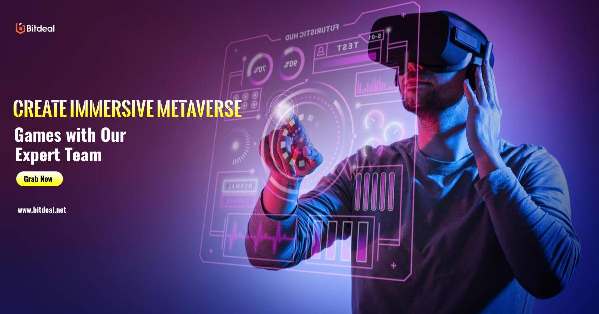 Person wearing VR headset interacting with a holographic metaverse interface and controls
