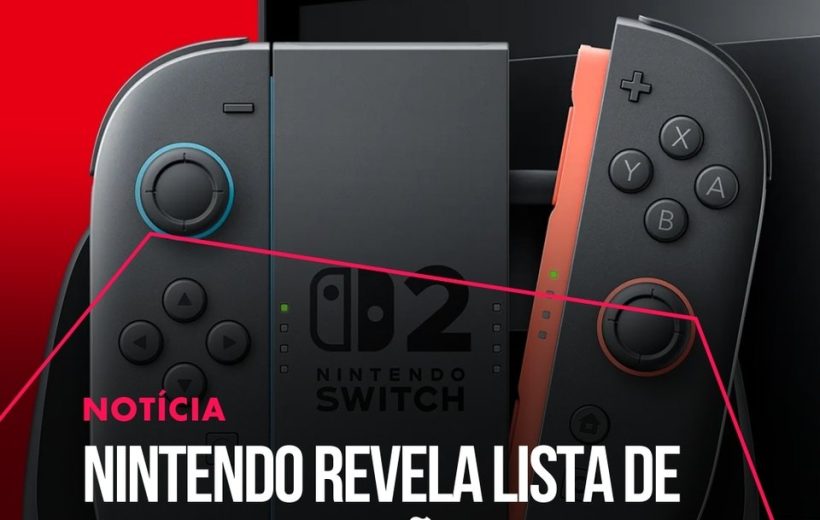 Close-up of Nintendo Switch controllers and console with headline about free upgrades
