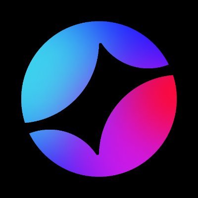 Circular gradient logo with a four-pointed star-shaped negative space in center