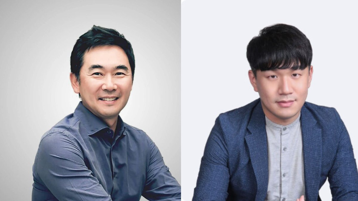 Two smiling men in business casual attire posed side-by-side against light backgrounds