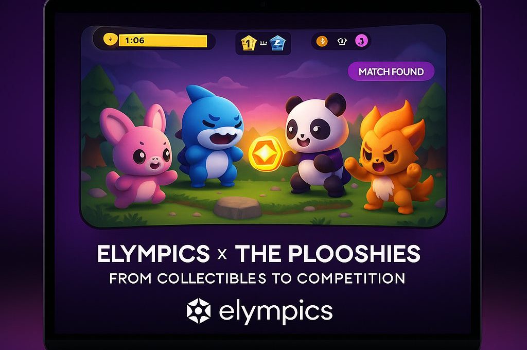 Four colorful cartoon creatures facing each other on a laptop screen game lobby.