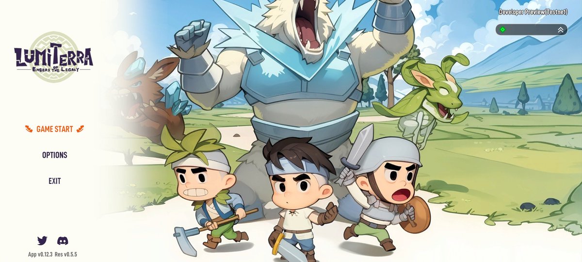 Three chibi adventurers ready for battle with monsters in a sunny meadow