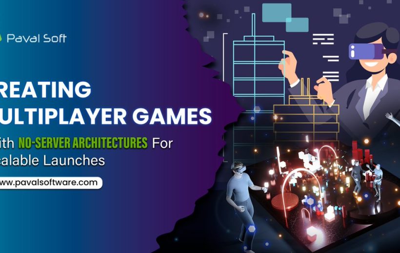 Banner showing VR users interacting with a glowing multiplayer game cityscape and text.