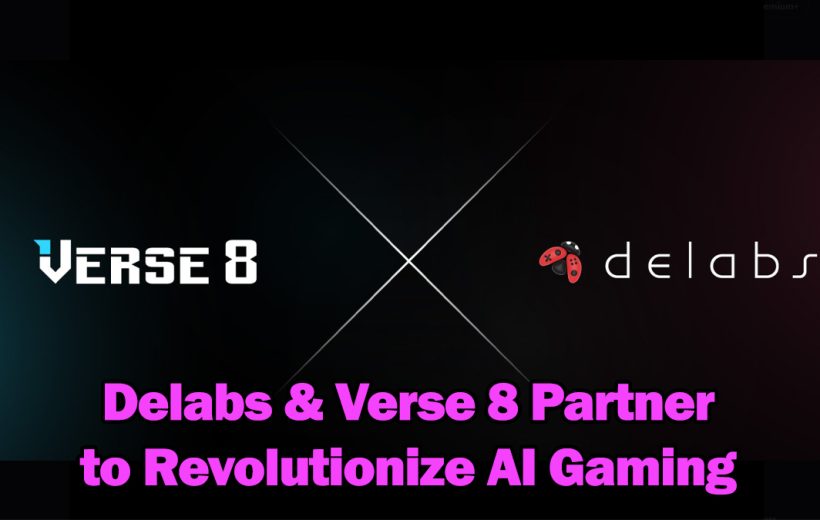 Verse 8 and Delabs logos with headline announcing partnership to revolutionize AI gaming