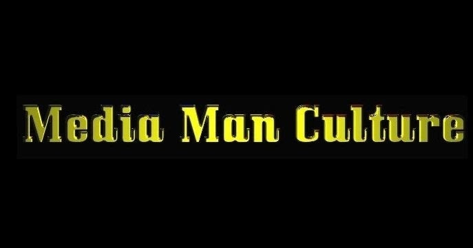 Gold metallic text reading "Media Man Culture" on a black background centered horizontally