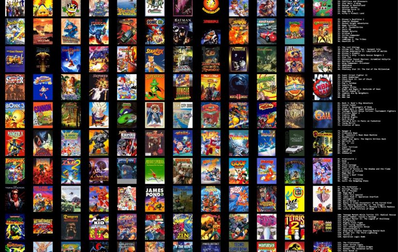 Grid of colorful 1993 video game box art covers with a numbered release list.