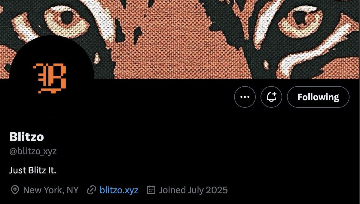 Twitter profile showing stylized tiger banner, orange pixel "B" avatar, and bio details