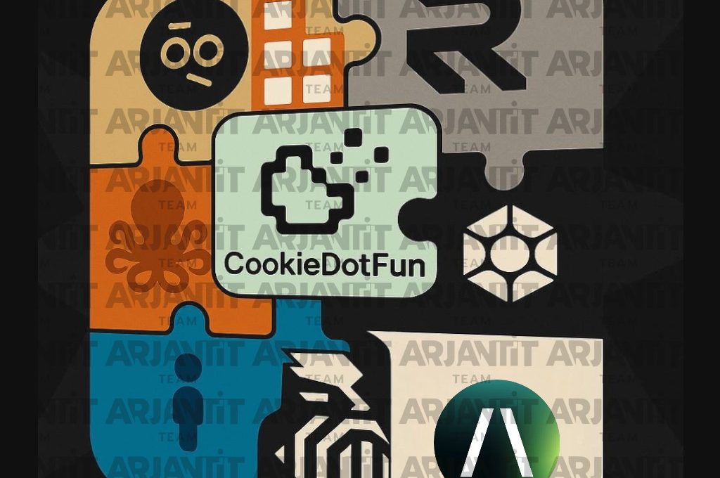 Colorful jigsaw of tech and gaming logos with "CookieDotFun" central tile.