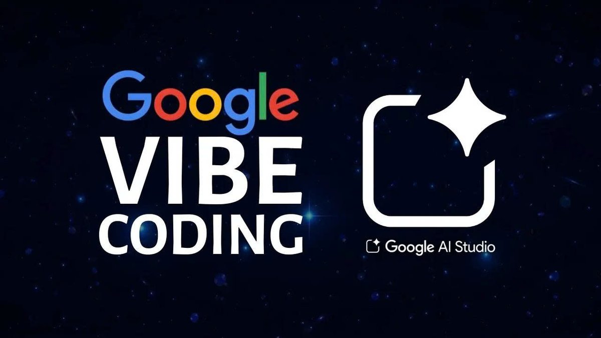 Google VIBE CODING logo with Google AI Studio icon on a starry dark background