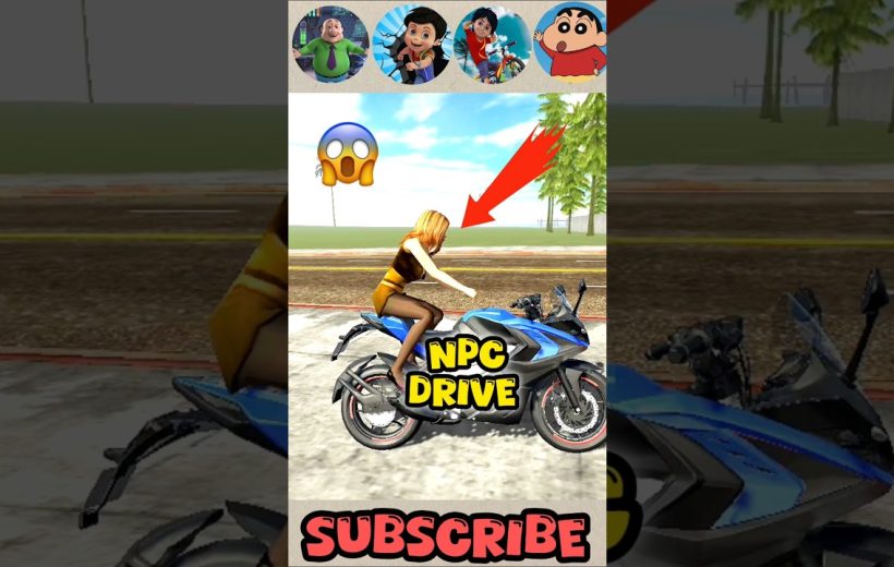 Woman NPC riding a blue sport motorcycle on a roadside with "NPC Drive" text