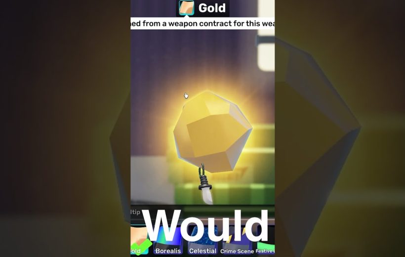 Glowing gold gem floating above a game interface with selection buttons below