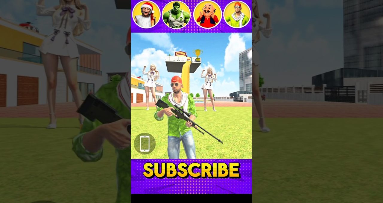 Male character holding a sniper rifle on grassy courtyard with cheering characters behind
