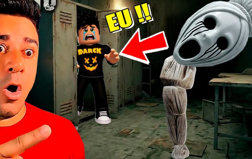 Shocked man pointing at crying Roblox avatar confronted by eerie ghost in locker room