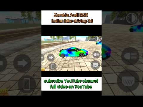 Colorful RGB Audi sports car parked on tiled plaza in a driving game screenshot
