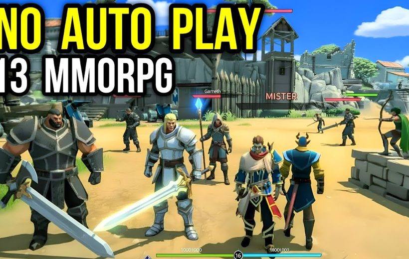 Four fantasy RPG characters in armor preparing for battle in a coastal fortress