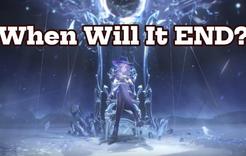 Woman in a witch hat sitting on an ornate crystalline throne under glowing sky