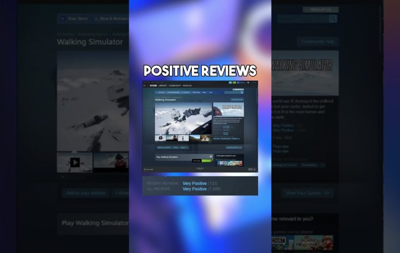 Steam game page screenshot with "Positive Reviews" heading and review summary visible