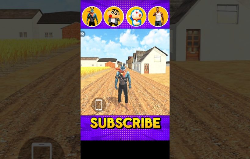 Blue armored character standing on a dirt road in a village with houses nearby