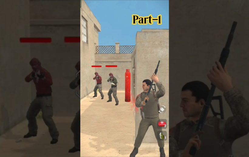 Soldier in alley reloads shotgun while two enemies aim down the corridor.