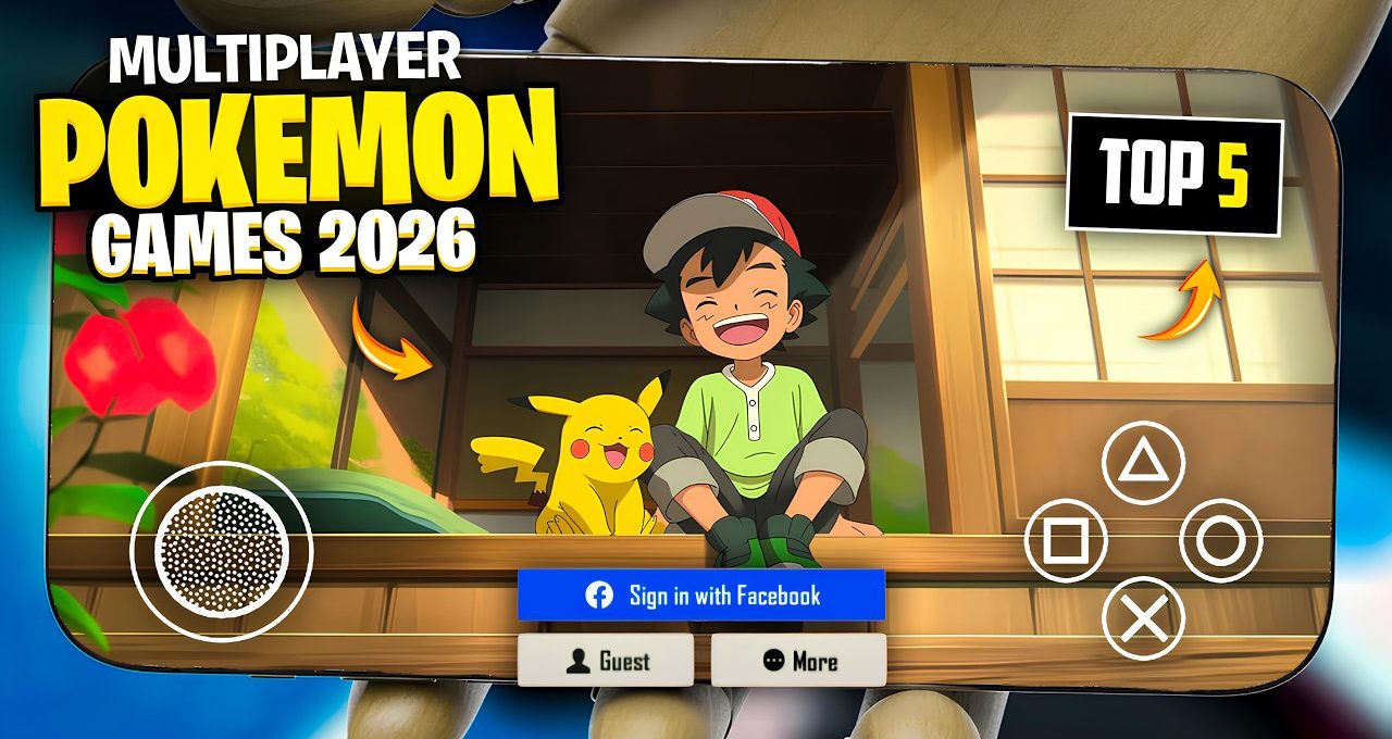 Smiling Ash and Pikachu sitting on a wooden porch in a game thumbnail