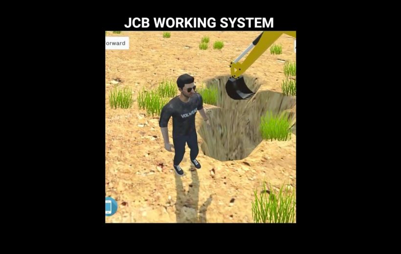 Man standing next to excavator digging a hole on dry, grassy construction site.