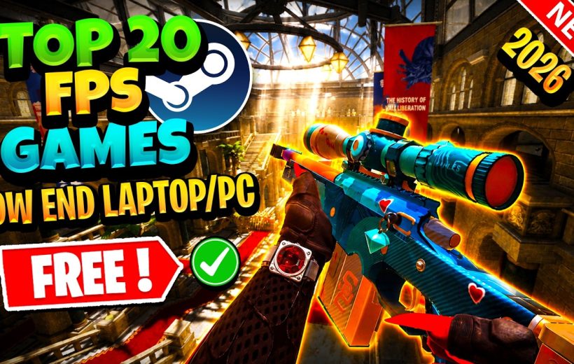 Bright first-person view of a colorful sniper rifle inside a grand cathedral arena