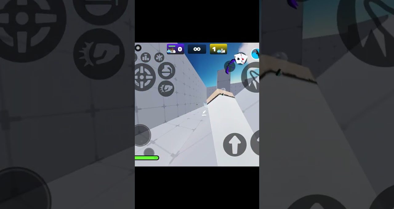 First-person view of a player navigating a minimalist 3D obstacle course level.