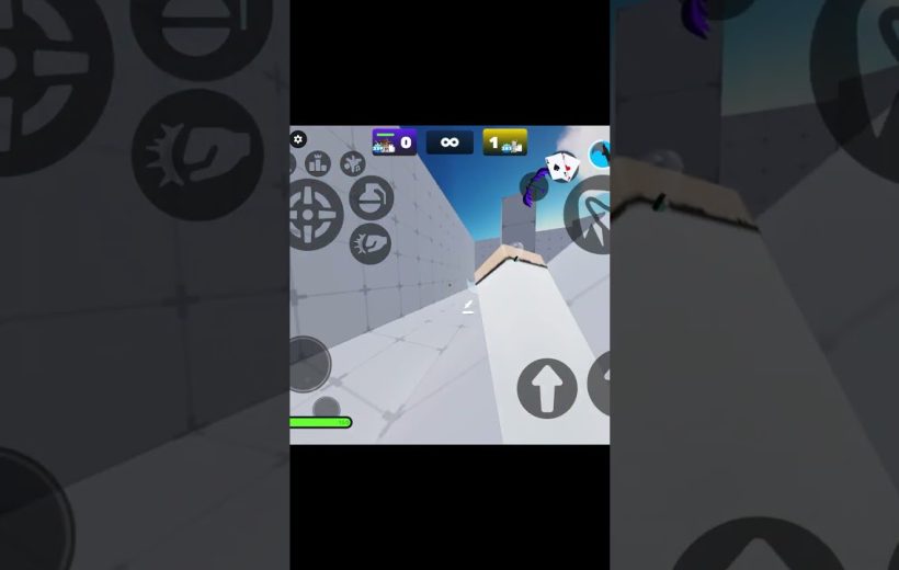 First-person view of a player navigating a minimalist 3D obstacle course level.