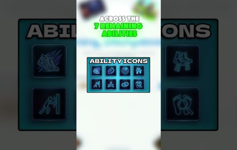 Grid of neon blue ability icons under heading "Ability Icons" with game-themed graphics