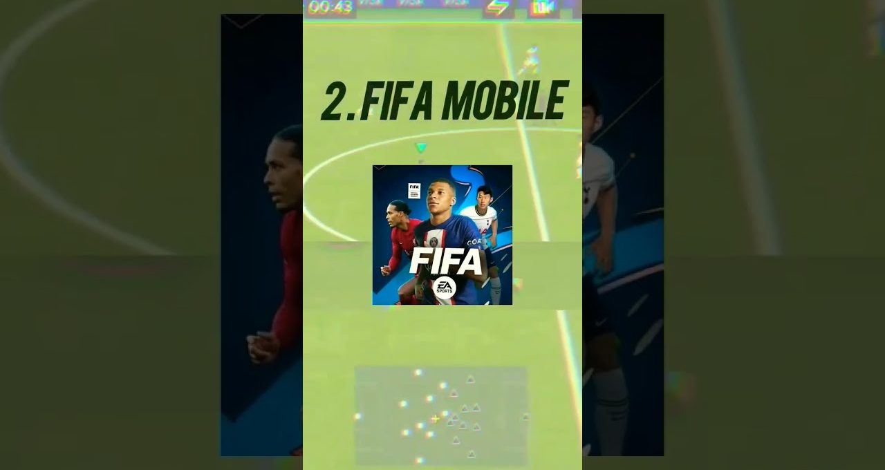 FIFA Mobile app cover with three soccer players and bold "FIFA" title centered