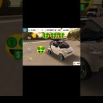 Small white compact car displayed in a driving game menu with money icons