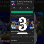 Google Play listing for "Real Cricket 22 (Beta)" showing install button and screenshots