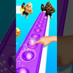 Hand tapping glowing purple buttons on a game track with muscle emoji characters