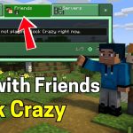 Minecraft menu showing friends tab with two player characters and "Play with Friends" text