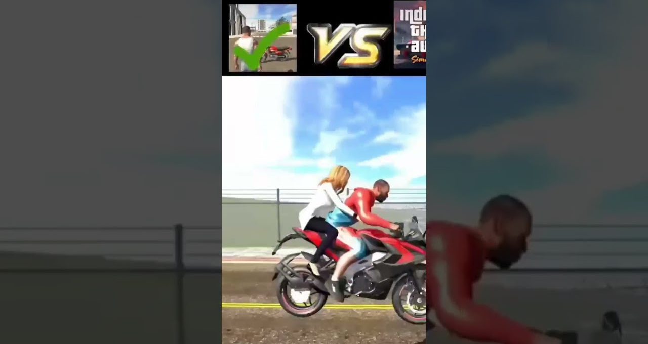Man and woman riding a red sport motorcycle on a road with fence background