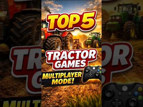 Bold "Top 5 Tractor Games" banner with tractors and a game controller for multiplayer