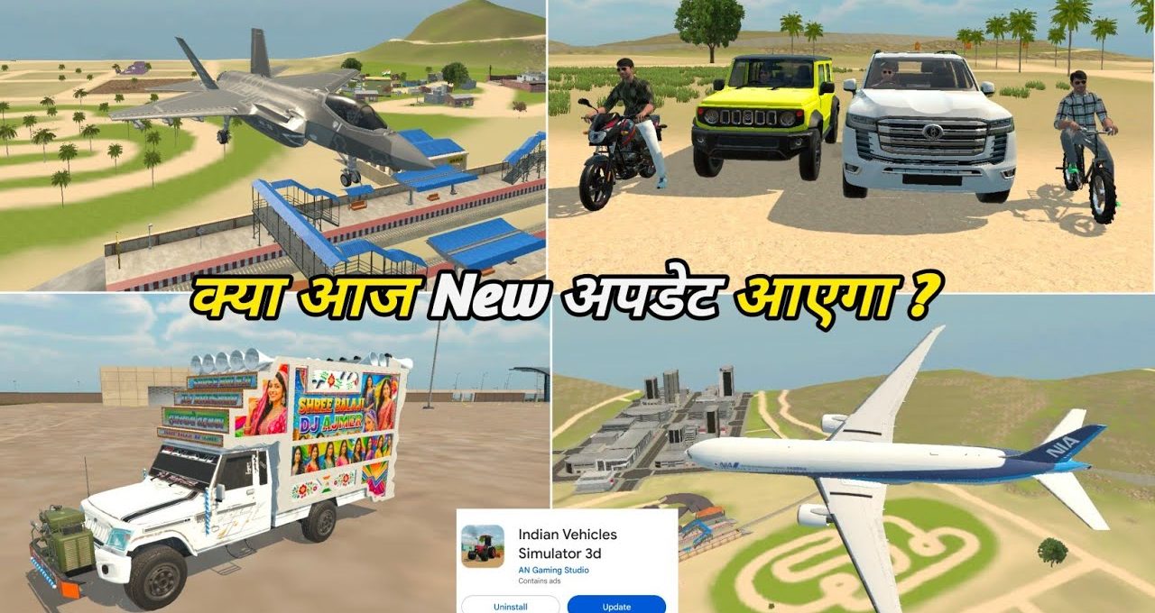 Collage of vehicles and aircraft from a desert driving and flight simulator game