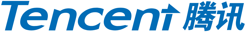 Tencent company logo with blue stylized text and Chinese characters