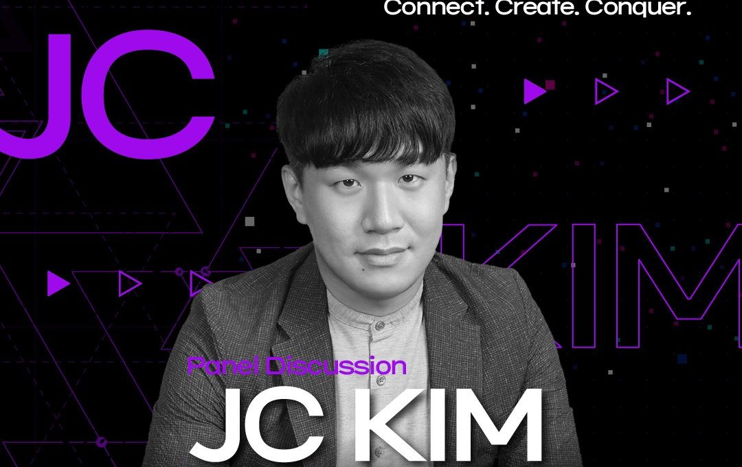 JC Kim, Verse8 CEO, portrait promoting Web3 Game Connect 2025 panel discussion.