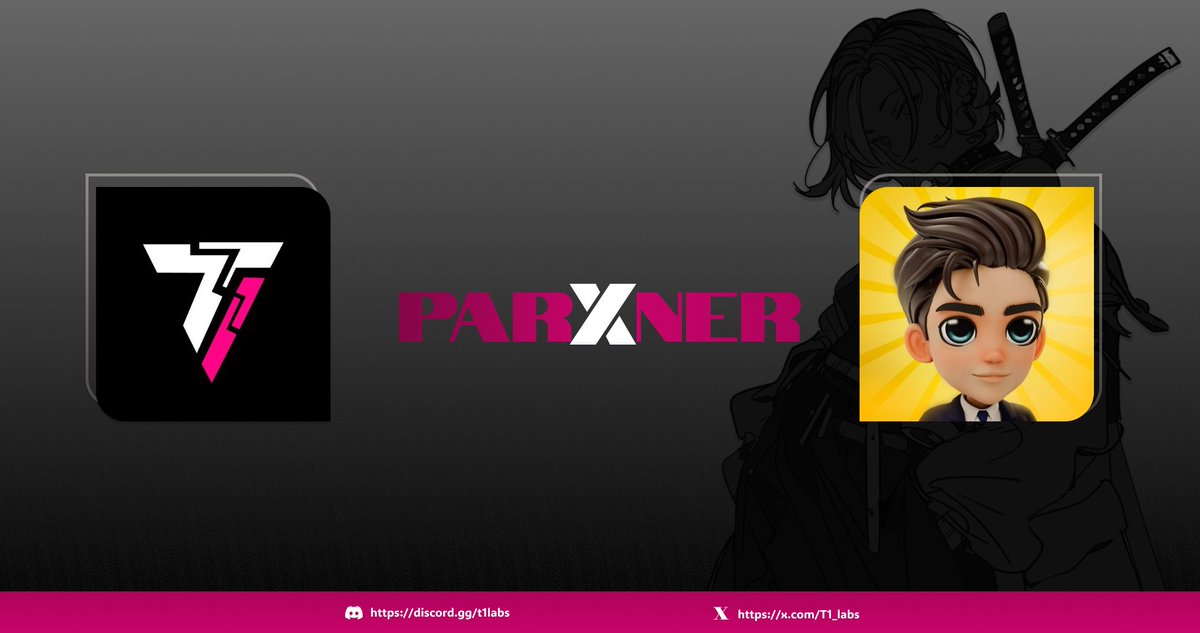 Dark banner with "PARXNER" text between two app icons and character portrait