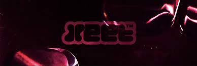Dark neon logo reading "XEEE" over abstract red and black glowing shapes